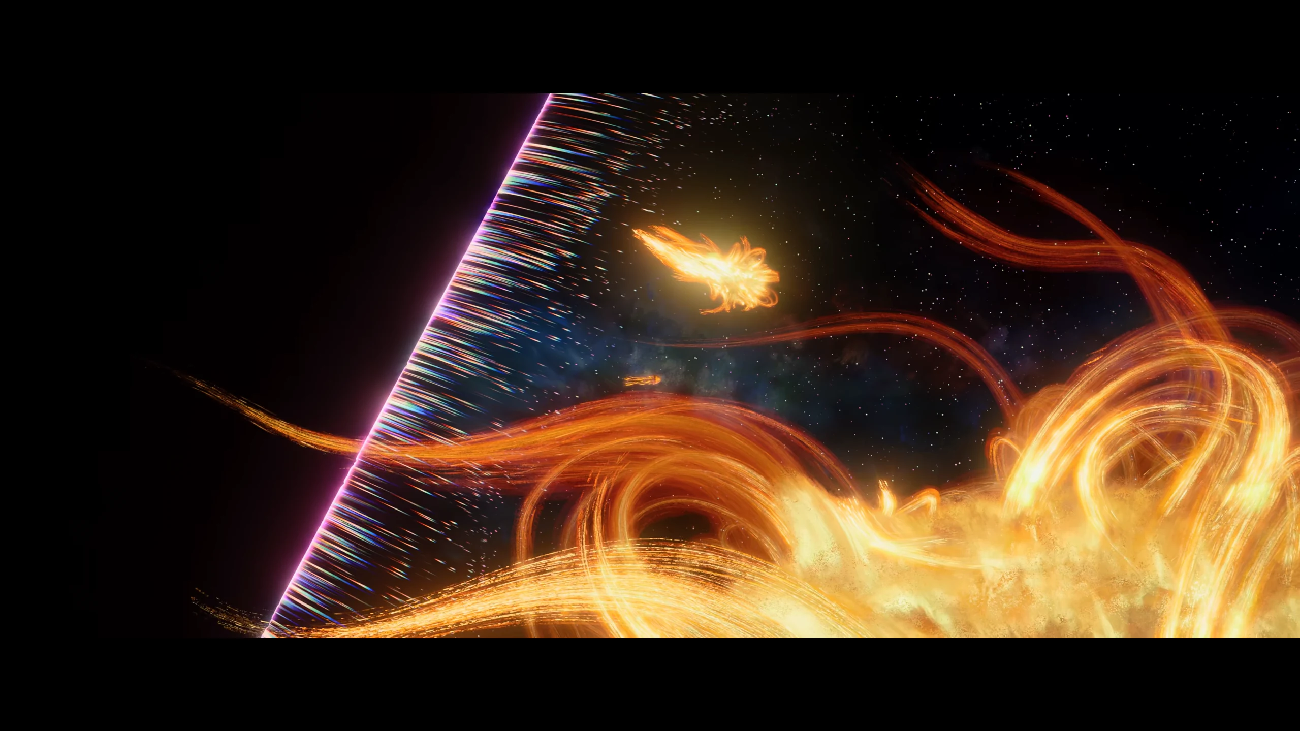 Cinematic footage displayed with traditional black letterbox bars